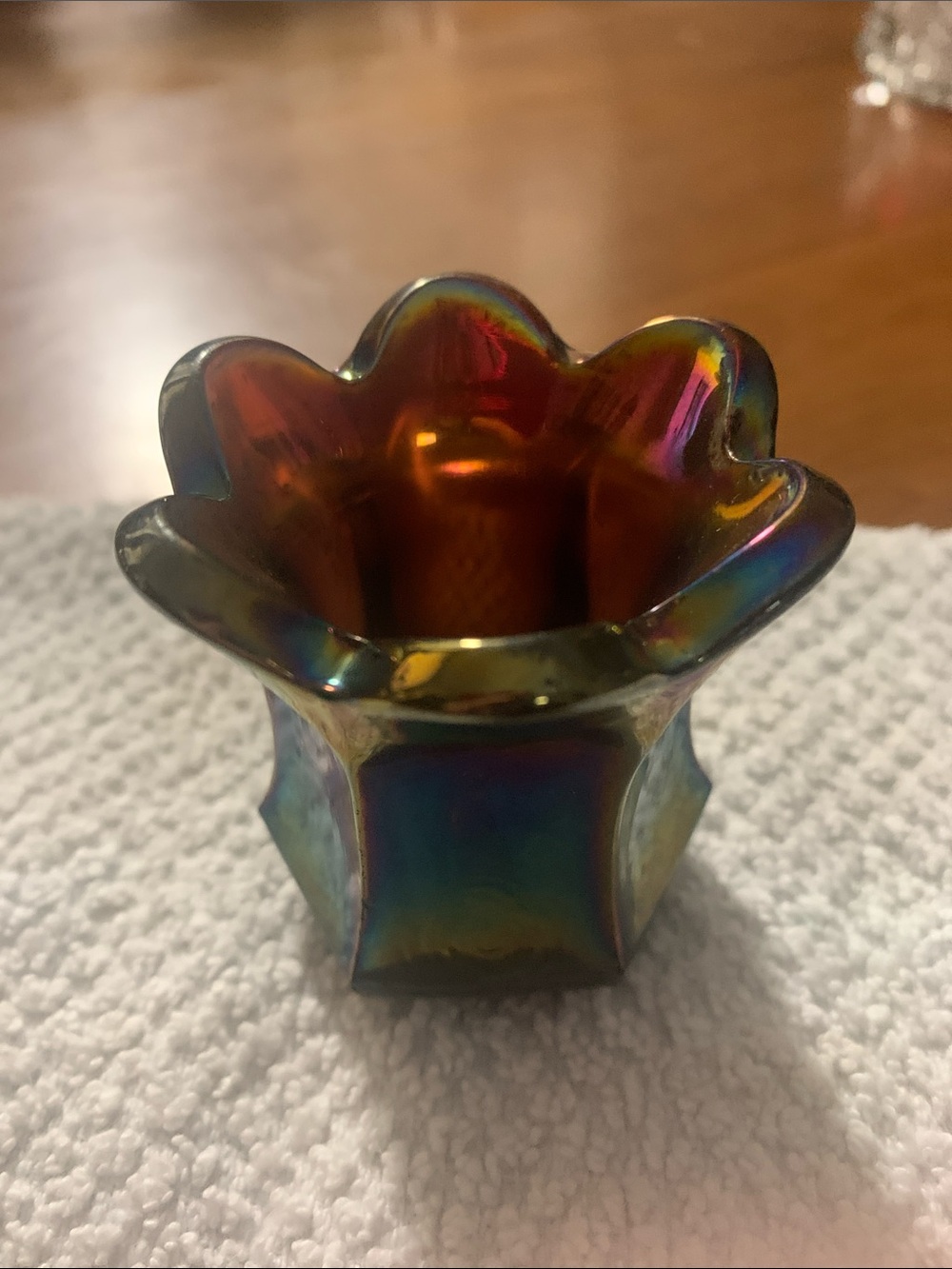 Vintage Imperial Flute Amethyst carnival glass tooth pick holder